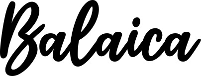 Vorschau des Bootsnamens "Balaica" als Schriftzug für "Bootsbeschriftung Klassisch 74"
