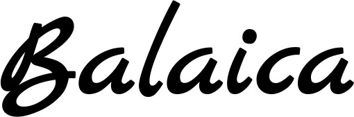 Vorschau des Bootsnamens "Balaica" als Schriftzug für "Bootsbeschriftung Klassisch 77"