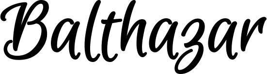 Vorschau des Bootsnamens "Balthazar" als Schriftzug für "Bootsbeschriftung Klassisch 105"