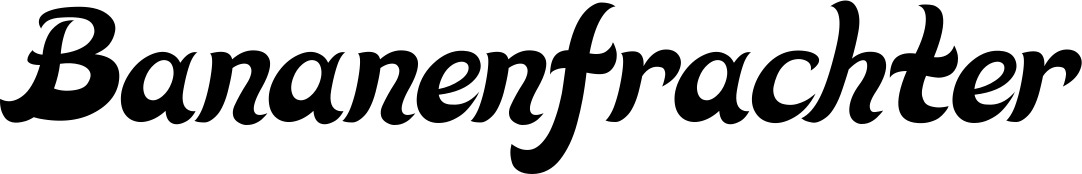 Vorschau des Bootsnamens "Bananenfrachter" als Schriftzug für "Bootsbeschriftung Klassisch 33"