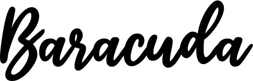 Vorschau des Bootsnamens "Baracuda" als Schriftzug für "Bootsbeschriftung Klassisch 74"