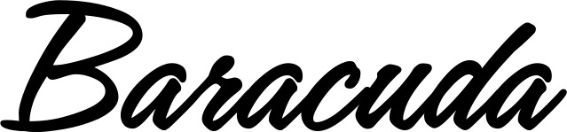 Vorschau des Bootsnamens "Baracuda" als Schriftzug für "Bootsbeschriftung Klassisch 71"