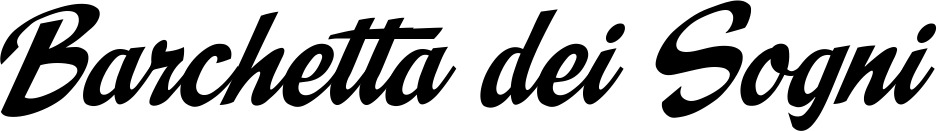 Vorschau des Bootsnamens "Barchetta dei Sogni" als Schriftzug für "Bootsbeschriftung Klassisch 29"
