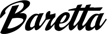Vorschau des Bootsnamens "Baretta" als Schriftzug für "Bootsbeschriftung Klassisch 29"
