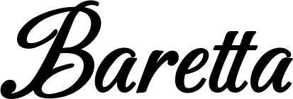 Vorschau des Bootsnamens "Baretta" als Schriftzug für "Bootsbeschriftung Klassisch 50"