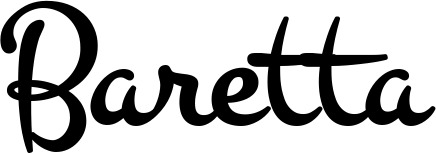Vorschau des Bootsnamens "Baretta" als Schriftzug für "Bootsbeschriftung Klassisch 81"