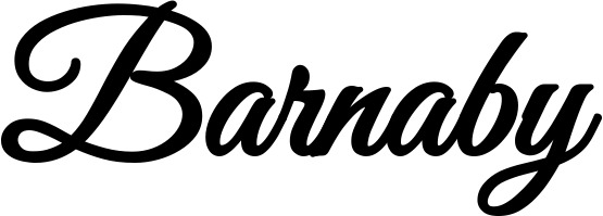 Vorschau des Bootsnamens "Barnaby" als Schriftzug für "Bootsbeschriftung Klassisch 68"