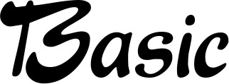 Vorschau des Bootsnamens "Basic" als Schriftzug für "Bootsbeschriftung Klassisch 15"