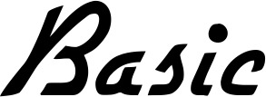 Vorschau des Bootsnamens "Basic" als Schriftzug für "Bootsbeschriftung Klassisch 66"