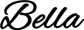 Vorschau des Bootsnamens "Bella" als Schriftzug für "Bootsbeschriftung Klassisch 35"