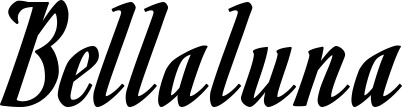 Vorschau des Bootsnamens "Bellaluna" als Schriftzug für "Bootsbeschriftung Klassisch 93"