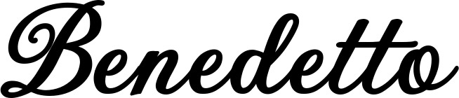 Vorschau des Bootsnamens "Benedetto" als Schriftzug für "Bootsbeschriftung Klassisch 69"
