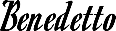 Vorschau des Bootsnamens "Benedetto" als Schriftzug für "Bootsbeschriftung Klassisch 93"