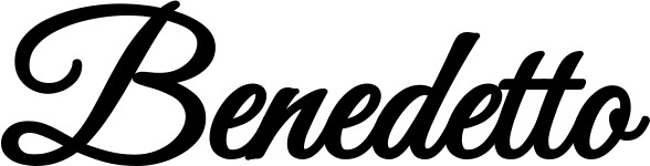 Vorschau des Bootsnamens "Benedetto" als Schriftzug für "Bootsbeschriftung Klassisch 68"
