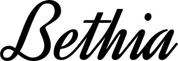 Vorschau des Bootsnamens "Bethia" als Schriftzug für "Bootsbeschriftung Klassisch 44"