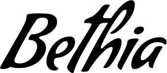 Vorschau des Bootsnamens "Bethia" als Schriftzug für "Bootsbeschriftung Klassisch 57"