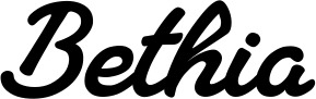 Vorschau des Bootsnamens "Bethia" als Schriftzug für "Bootsbeschriftung Klassisch 65"