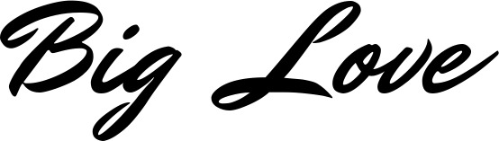 Vorschau des Bootsnamens "Big Love" als Schriftzug für "Bootsbeschriftung Klassisch 82"