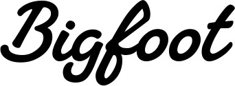 Vorschau des Bootsnamens "Bigfoot" als Schriftzug für "Bootsbeschriftung Klassisch 65"