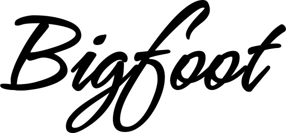 Vorschau des Bootsnamens "Bigfoot" als Schriftzug für "Bootsbeschriftung Klassisch 71"