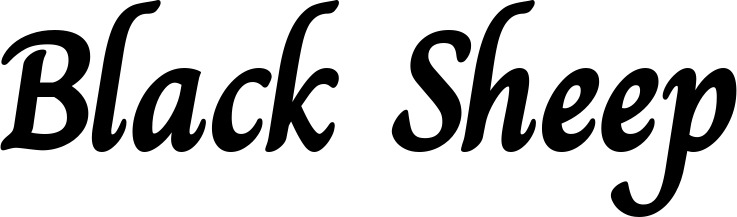 Vorschau des Bootsnamens "Black Sheep" als Schriftzug für "Bootsbeschriftung Klassisch 51"