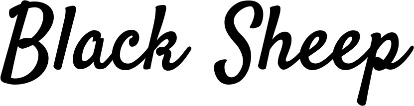 Vorschau des Bootsnamens "Black Sheep" als Schriftzug für "Bootsbeschriftung Klassisch 96"