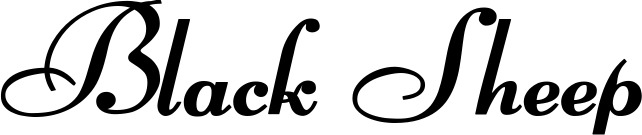 Vorschau des Bootsnamens "Black Sheep" als Schriftzug für "Bootsbeschriftung Klassisch 76-A"
