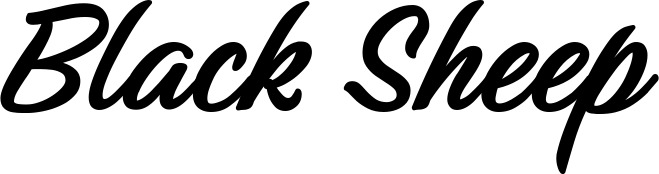 Vorschau des Bootsnamens "Black Sheep" als Schriftzug für "Bootsbeschriftung Klassisch 48"