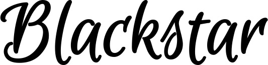 Vorschau des Bootsnamens "Blackstar" als Schriftzug für "Bootsbeschriftung Klassisch 105"