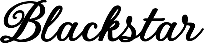 Vorschau des Bootsnamens "Blackstar" als Schriftzug für "Bootsbeschriftung Klassisch 69"