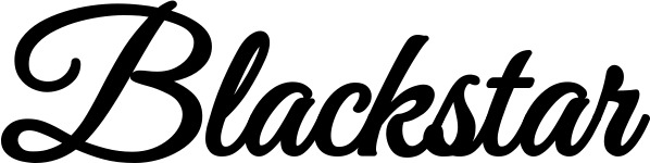 Vorschau des Bootsnamens "Blackstar" als Schriftzug für "Bootsbeschriftung Klassisch 68"