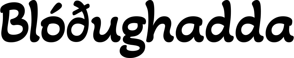 Vorschau des Bootsnamens "Blóðughadda" als Schriftzug für "Bootsbeschriftung Klassisch 103"