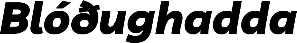 Vorschau des Bootsnamens "Blóðughadda" als Schriftzug für "Bootsbeschriftung Kursiv 06"