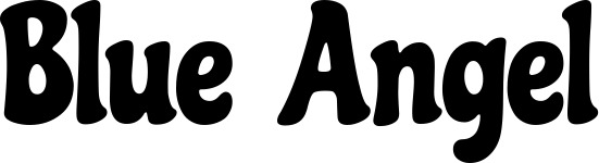 Vorschau des Bootsnamens "Blue Angel" als Schriftzug für "Bootsbeschriftung Klassisch 53"