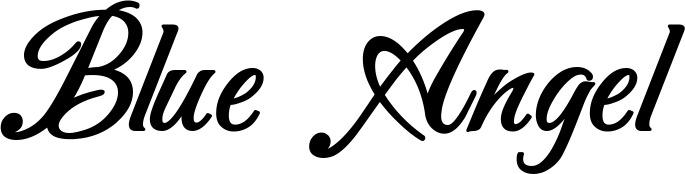 Vorschau des Bootsnamens "Blue Angel" als Schriftzug für "Bootsbeschriftung Klassisch 50"