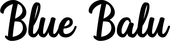 Vorschau des Bootsnamens "Blue Balu" als Schriftzug für "Bootsbeschriftung Klassisch 43"