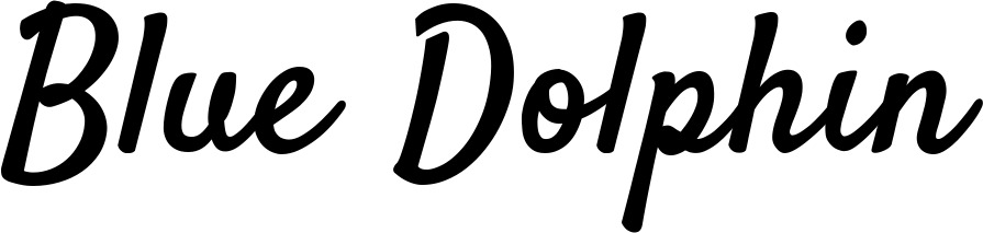 Vorschau des Bootsnamens "Blue Dolphin" als Schriftzug für "Bootsbeschriftung Klassisch 96"