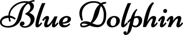 Vorschau des Bootsnamens "Blue Dolphin" als Schriftzug für "Bootsbeschriftung Klassisch 84"