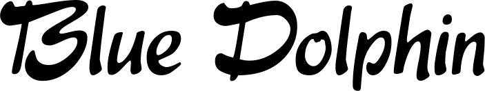 Vorschau des Bootsnamens "Blue Dolphin" als Schriftzug für "Bootsbeschriftung Klassisch 15"