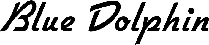 Vorschau des Bootsnamens "Blue Dolphin" als Schriftzug für "Bootsbeschriftung Klassisch 66"
