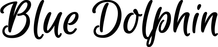 Vorschau des Bootsnamens "Blue Dolphin" als Schriftzug für "Bootsbeschriftung Klassisch 105"