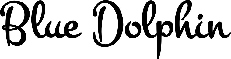 Vorschau des Bootsnamens "Blue Dolphin" als Schriftzug für "Bootsbeschriftung Klassisch 81"