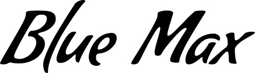 Vorschau des Bootsnamens "Blue Max" als Schriftzug für "Bootsbeschriftung Klassisch 57"