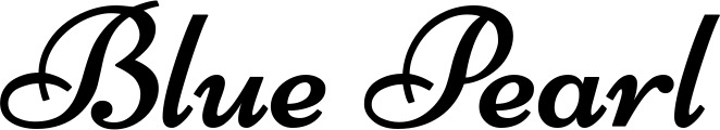 Vorschau des Bootsnamens "Blue Pearl" als Schriftzug für "Bootsbeschriftung Klassisch 84"