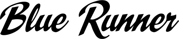 Vorschau des Bootsnamens "Blue Runner" als Schriftzug für "Bootsbeschriftung Klassisch 29"