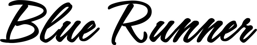 Vorschau des Bootsnamens "Blue Runner" als Schriftzug für "Bootsbeschriftung Klassisch 71"