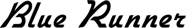 Vorschau des Bootsnamens "Blue Runner" als Schriftzug für "Bootsbeschriftung Klassisch 66"