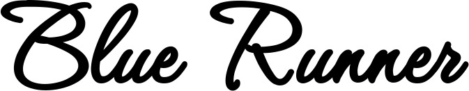 Vorschau des Bootsnamens "Blue Runner" als Schriftzug für "Bootsbeschriftung Klassisch 111"