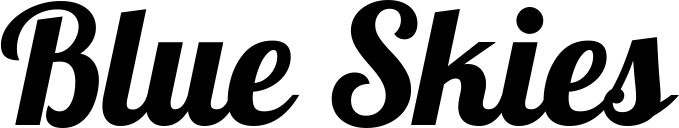 Vorschau des Bootsnamens "Blue Skies" als Schriftzug für "Bootsbeschriftung Neu 60"