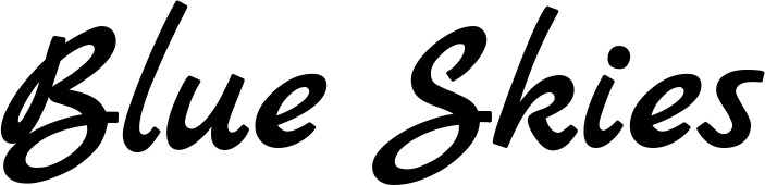 Vorschau des Bootsnamens "Blue Skies" als Schriftzug für "Bootsbeschriftung Klassisch 77"